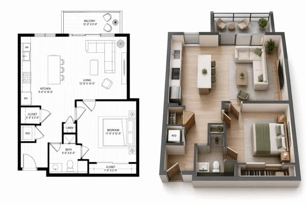 Floor Plan → 3D Studio