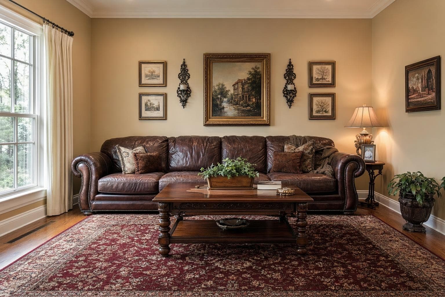 AI Transitional Living Room design by StableRender