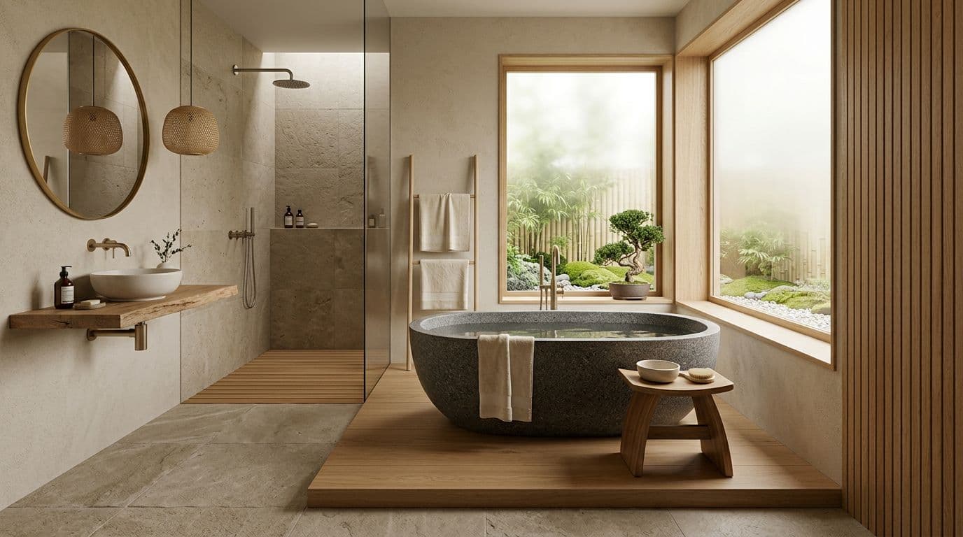 AI Mediterranean Bathroom design by StableRender