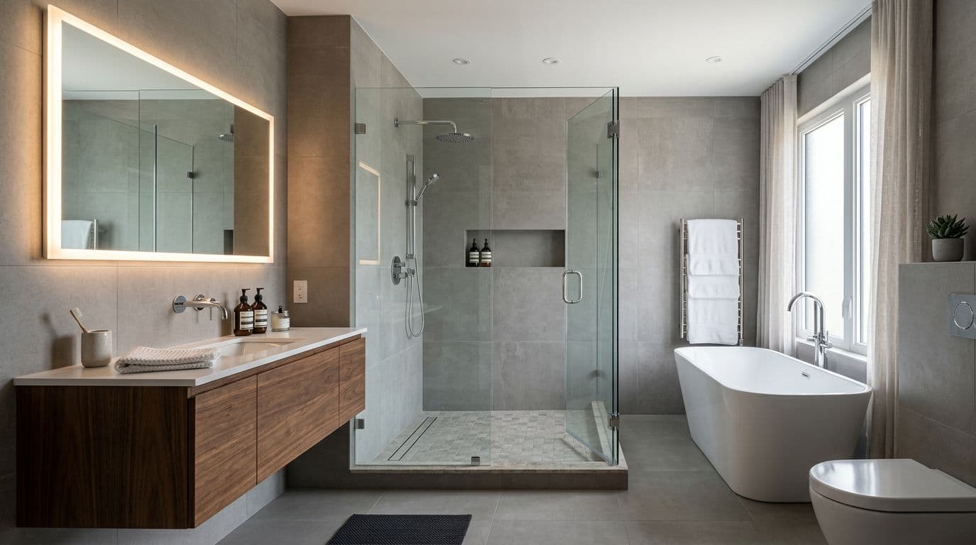 AI Complete Gut Bathroom Remodel design by StableRender