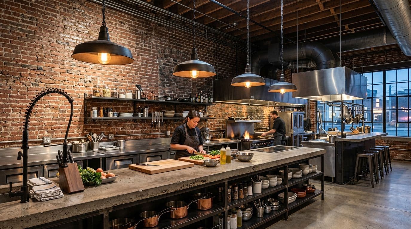 AI Industrial Kitchen design by StableRender